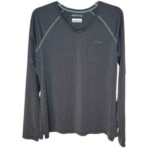 Columbia PFG Tamiami Heather Knit Long-Sleeve Shirt - Gray/Turquoise - M